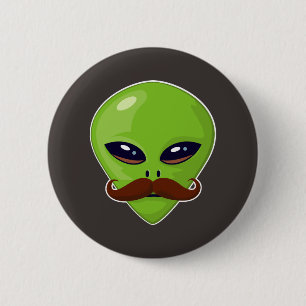 Alien Moustache 2 Inch Round Button