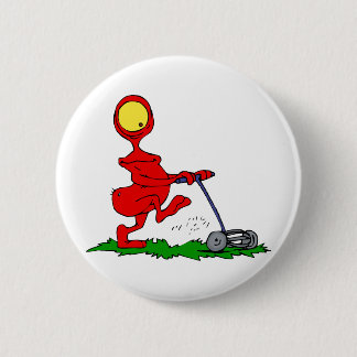 Alien Mowing Lawn 2 Inch Round Button