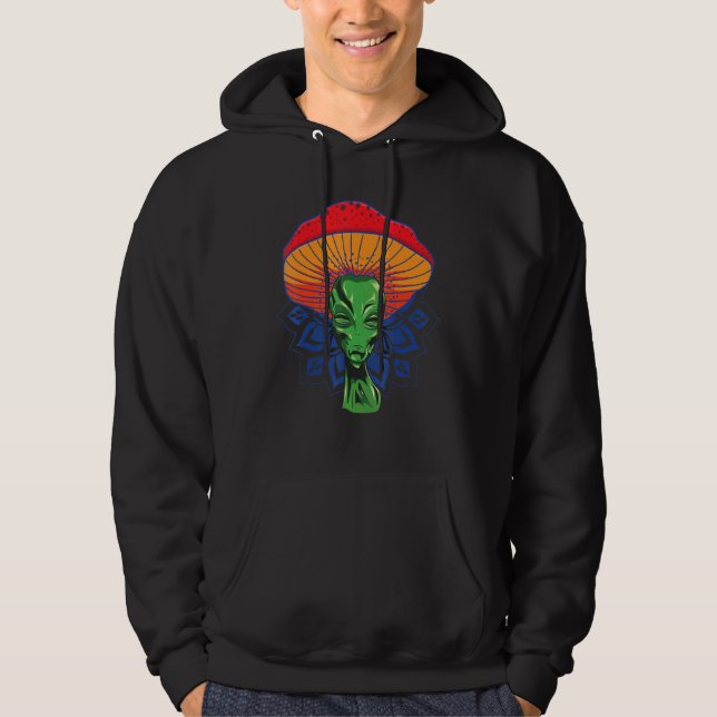 Alien Mushroom Head For Hat With Mandala Hoodie (Front)