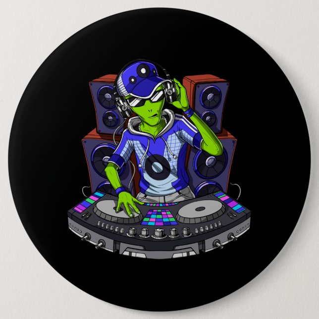 Alien Music DJ 6 Inch Round Button (Front)