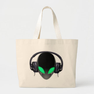 Alien Music Lover DJ - Smooth Cetacean Large Tote Bag
