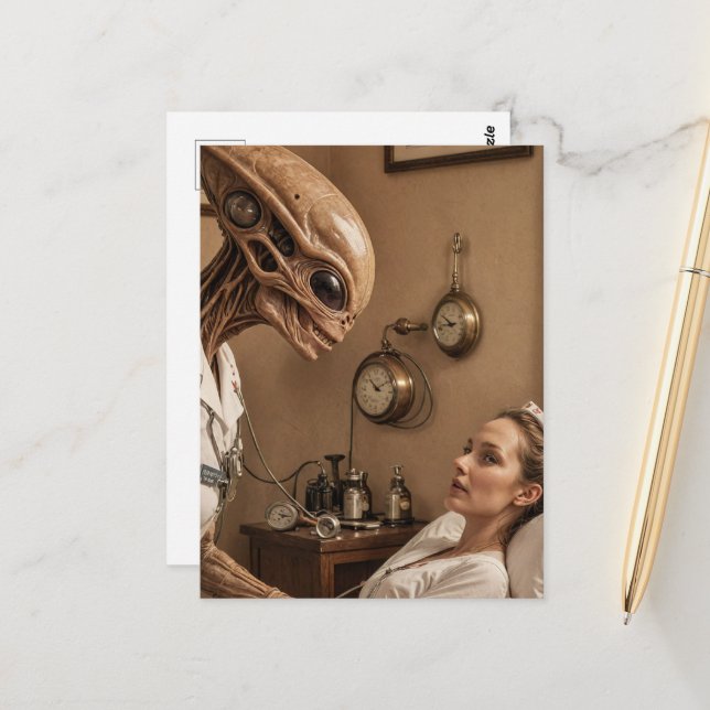 Alien Nurse Postcard (Front/Back In Situ)