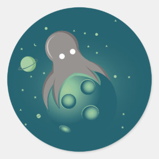 Alien Octopus Classic Round Sticker