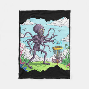 Alien Octopus Disc Golf - Outer Space Frolf Tee Fleece Blanket
