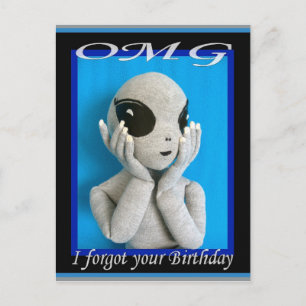 ALIEN OMG - Carte postale d'anniversaire oublié