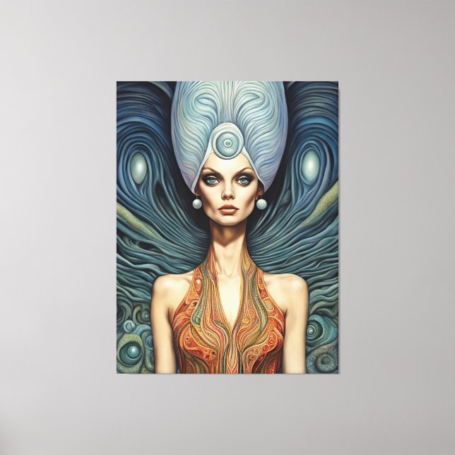 Alien on a Blue Background Canvas Print (Front)