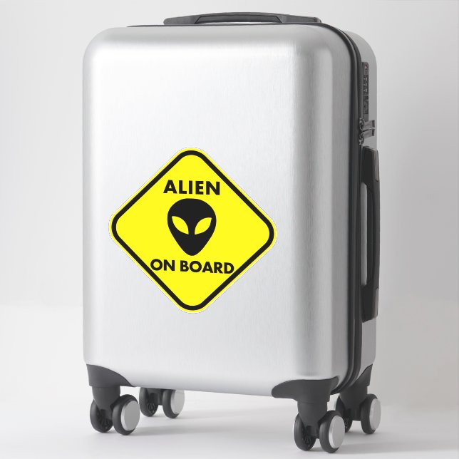Alien On Board Custom-Cut Vinyl Sticker (Suitcase)