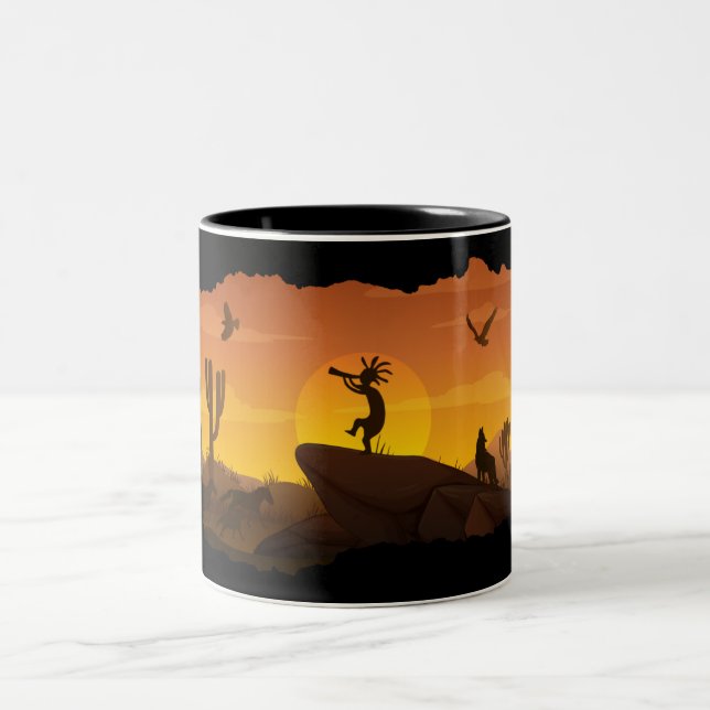 Alien or Human  Kokopelli  Two-Tone Coffee Mug (Center)