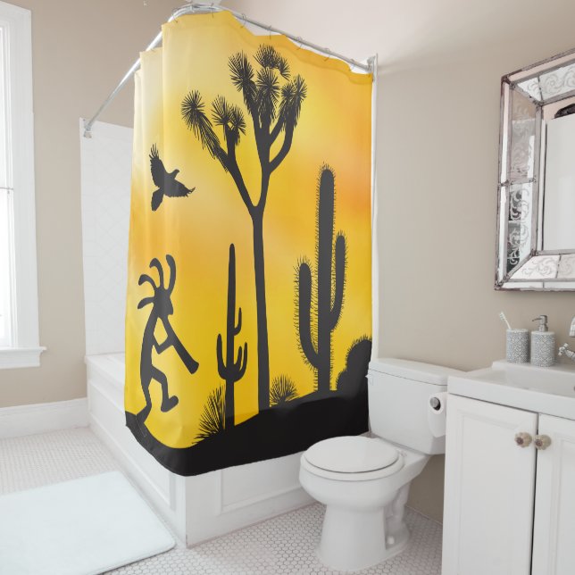 Alien or Life Form Desert Kokopelli Shower Curtain (In Situ)