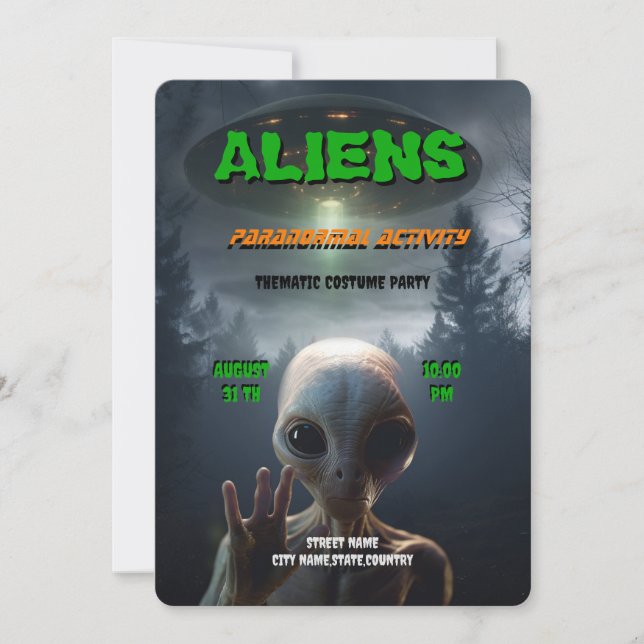 Alien Paranormal Activity Party Invitation (Front)