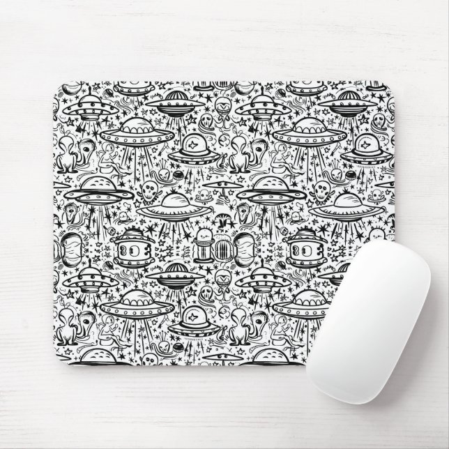 Alien Pattern Mouse Pad (With Mouse)