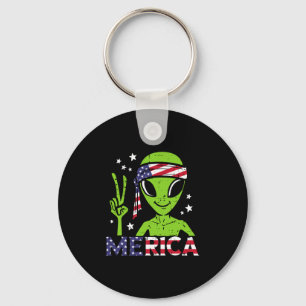 Alien peace hand merica fourth july 4th patriotic keychain