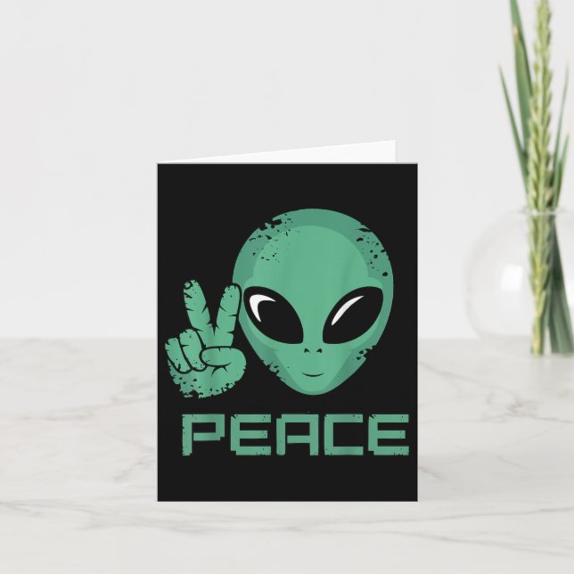 Alien Peace Hippie Ufo  Card (Front)