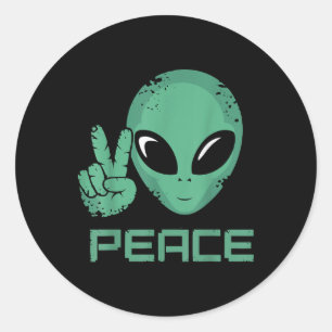 Alien Peace Hippie Ufo Classic Round Sticker