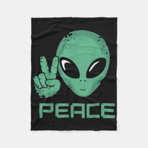 Alien Peace Hippie Ufo  Fleece Blanket