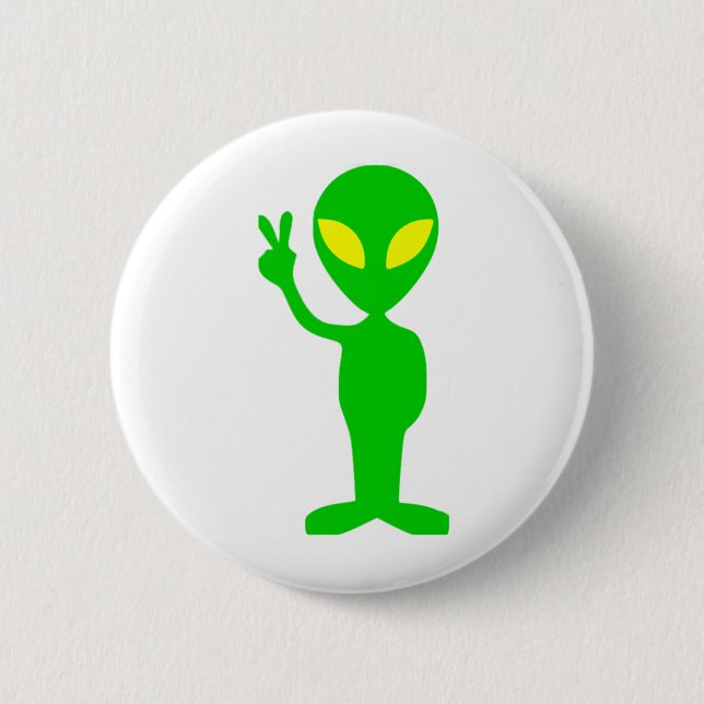 Alien Peace Sign 2 Inch Round Button (Front)