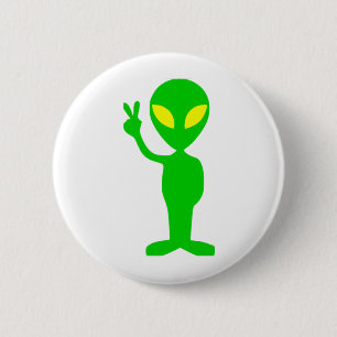 Alien Peace Sign 2 Inch Round Button
