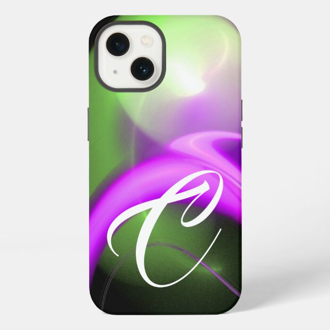 ALIEN PEARL MONOGRAM Green Purple Pink Fractals  iPhone Case (Back)