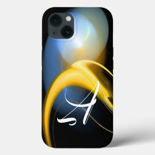 ALIEN PEARL MONOGRAM White Yellow Fractal Swirls iPhone 13 Case