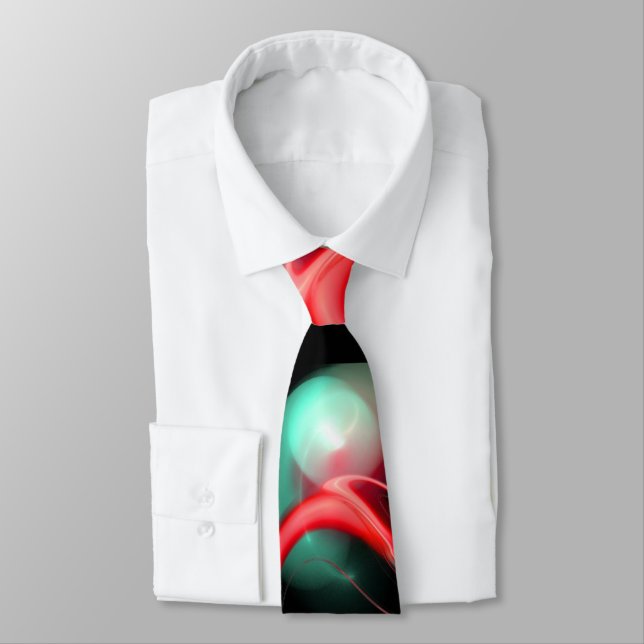 ALIEN PEARL Red Green Fractal Swirls in Black Tie (Tied)
