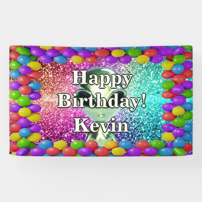 Alien Personalized character birthday banner (Horizontal)