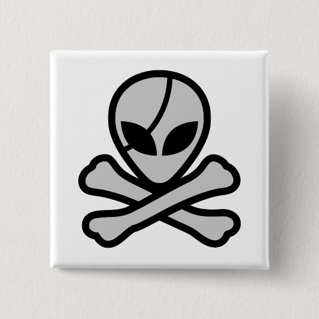 Alien Pirate 2 Inch Square Button (Front)