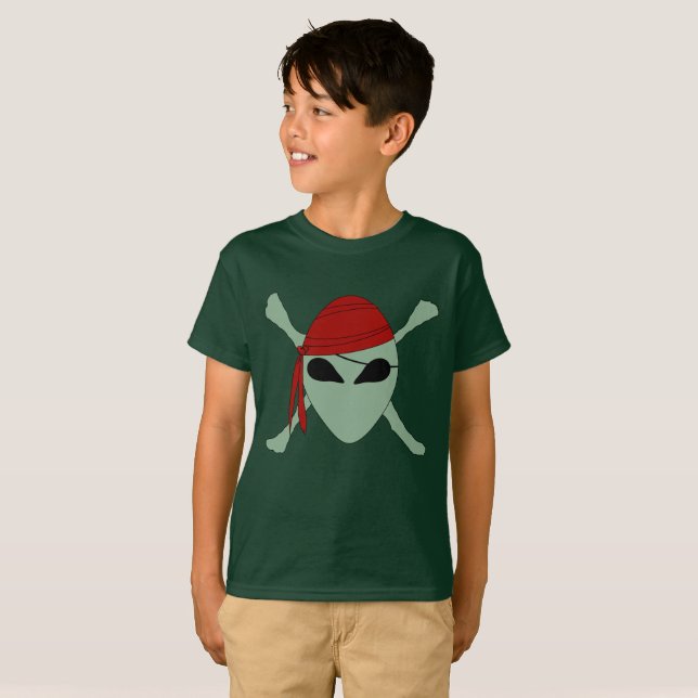  Alien Pirate Jolly Roger T-Shirt (Front Full)