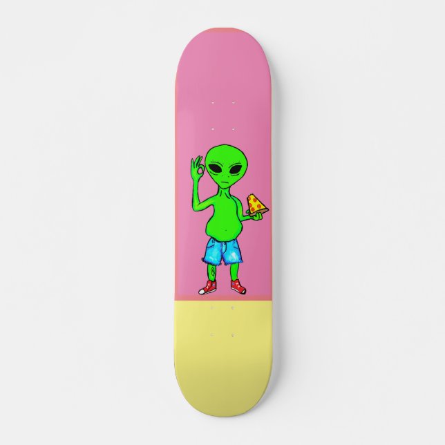 Alien Pizza by @TheAstroBoss Skateboard (Front)