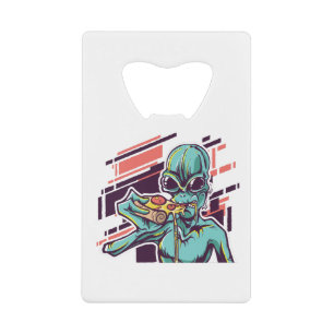 Alien Pizza Credit Card Bottle Opener
