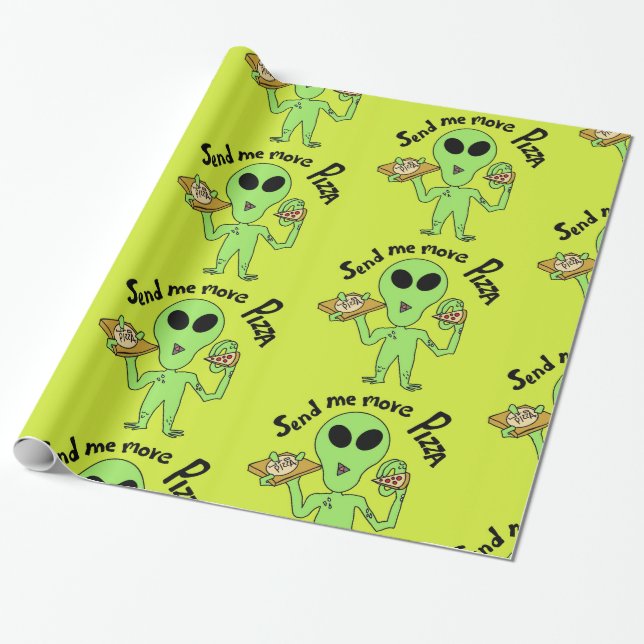 Alien pizza wrapping paper (Unrolled)