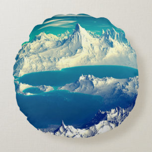 Alien Planet - 3D ed Computer Artwork. Rocks and s Round Pillow