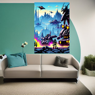 Alien planet, alien war machine   AI Art Poster