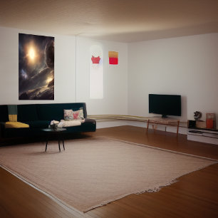 Alien planet, moon and sun in the sky   AI Art  Poster