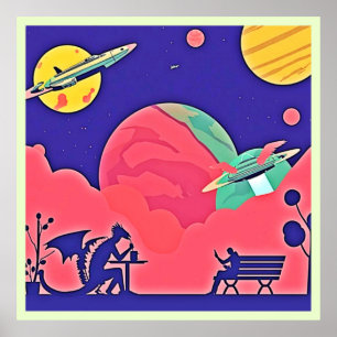 Alien Planet Retro Sci-Fi Poster