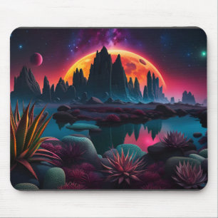 Alien planet Setting Moon Mouse Pad