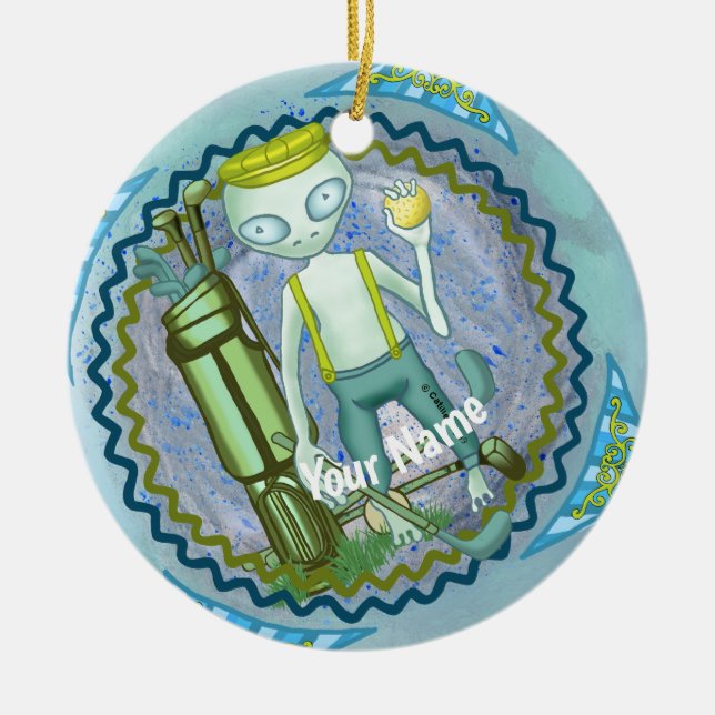 Alien playing Golf  ornament (Front)