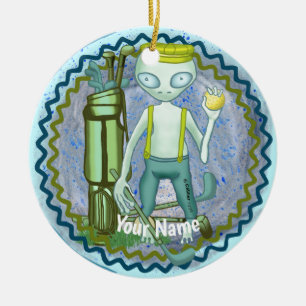 Alien playing Golf ornament