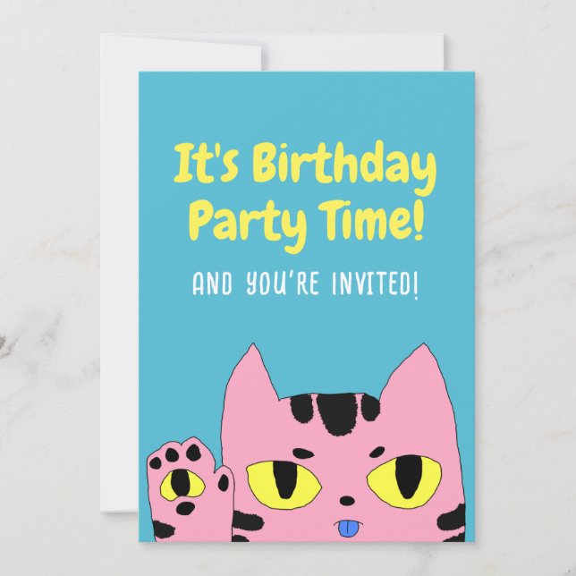 Alien Pocket Cat Invitation (Front)