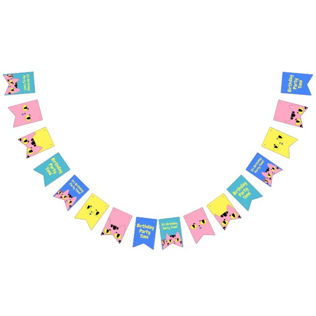 Alien Pocket Cat Pink Cartoon Kitten Bunting Flags (All)