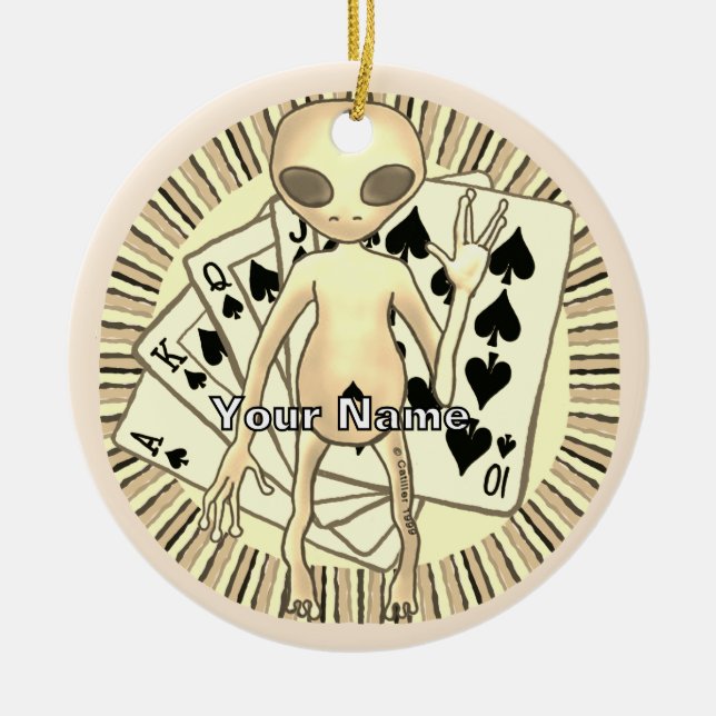 Alien Poker  Ceramic Ornament (Front)