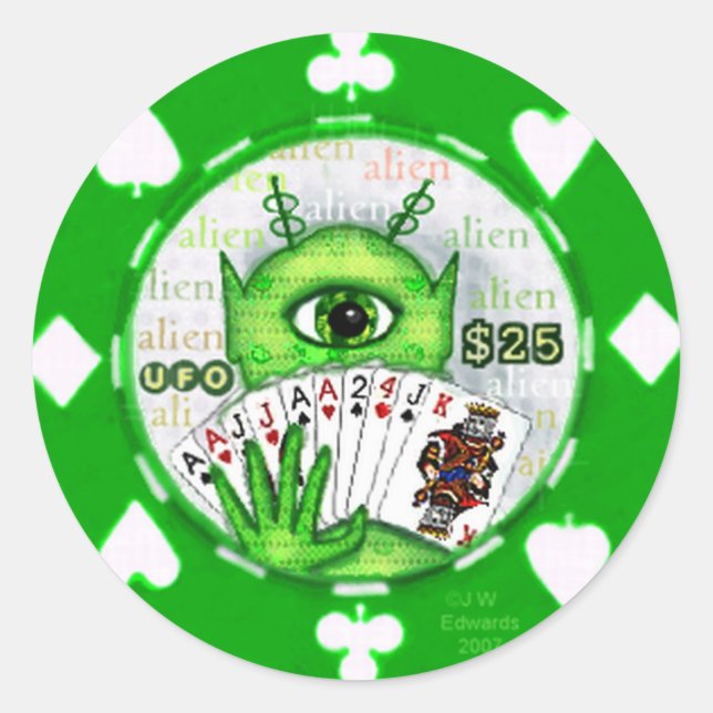 Alien Poker Chip Sticker (Front)