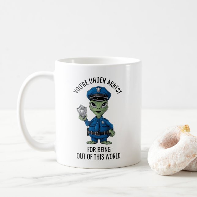 Alien Policeman Coffee Mug (With Donut)