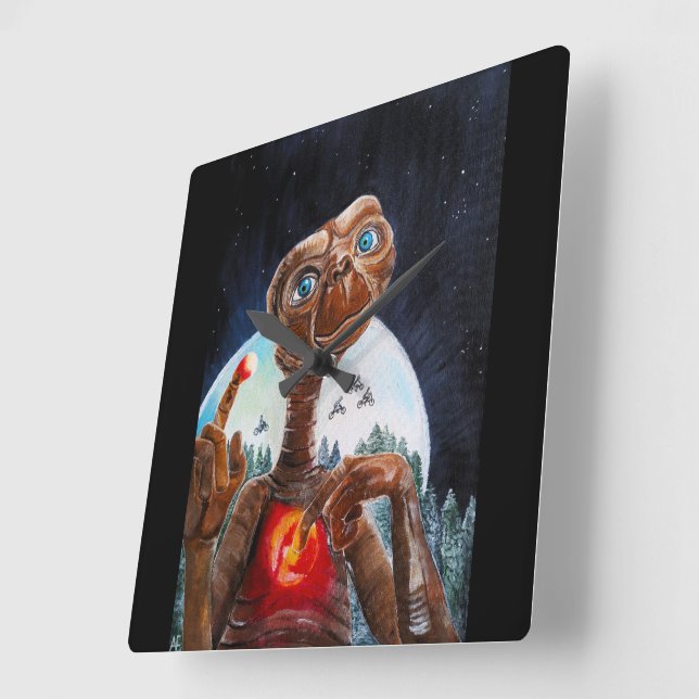 Alien Portrait Painting by Alfred Fox Square Wall Clock (Angle)