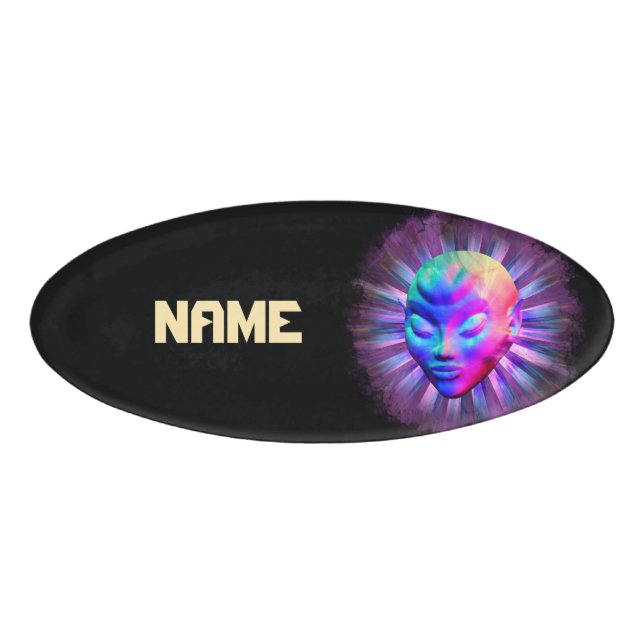 Alien Psychedelic Meditation Name Tag (Front)