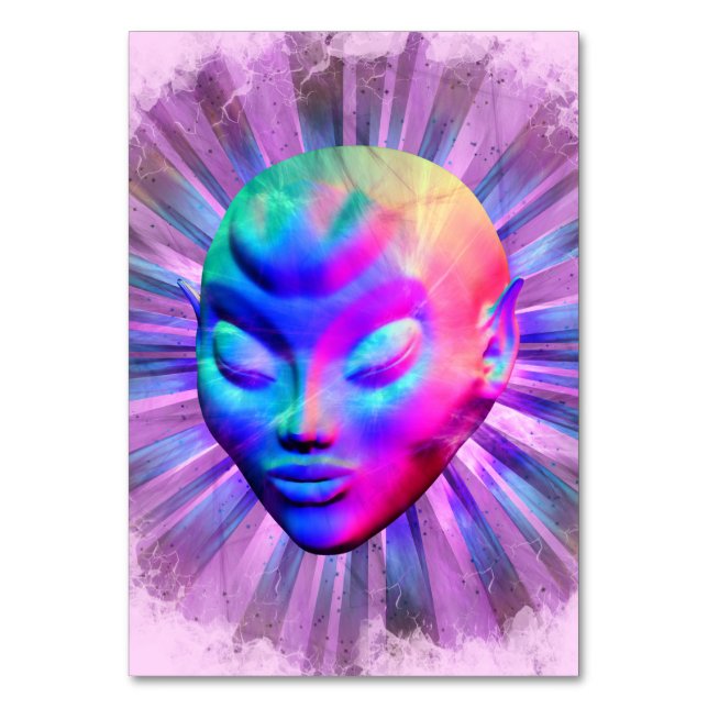 Alien Psychedelic Meditation Table Number (Front)