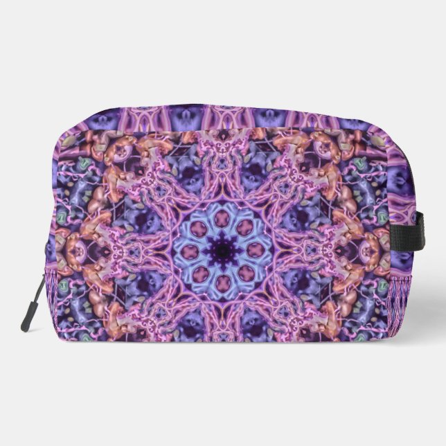 Alien Purple Psychedelic Kaleidoscopic Mandala Dopp Kit (Back)