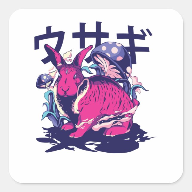 Alien Rabbit Square Sticker (Front)