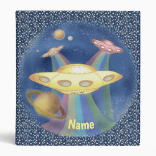 Alien Rainbow Spaceship Binder