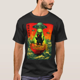 Alien Ramen Cat Ufo Japanese Retro Art Gifts Men W T-Shirt