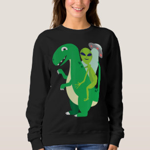 Alien Riding T Rex Cool Dinosaur Dino Halloween Co Sweatshirt